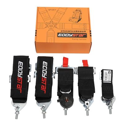 EDDYSTAR Nylon Lima Titik Sabuk Keamanan Hitam Warna Lima Titik Racing Harness
