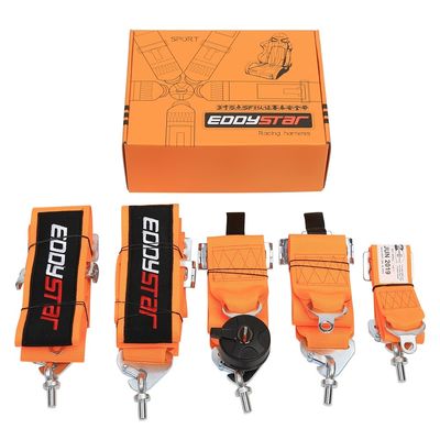 EDDYSTAR Nylon Drift Kereta Balapan Sabuk Keselamatan Oranyeu Warna 5 Titik Sabuk Keselamatan